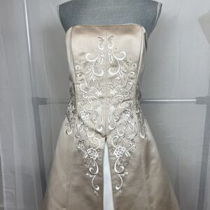 Jessica McClintock strapless prom formal dress sz 10 princess embroidered regal
